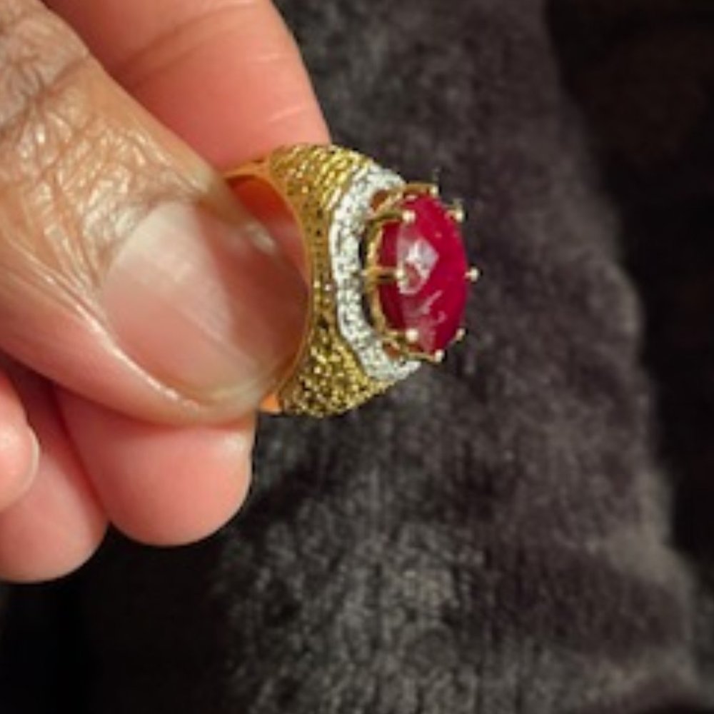 Vintage Diamonds Red Ruby Wms Ring - image 5